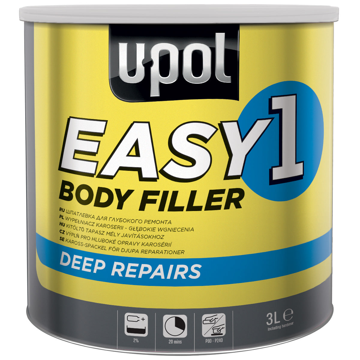 UPOL EASY 1 BODY FILLER DEEP FILL CAR BODY FILLER  3L - WITH HARDENER + SPREADER