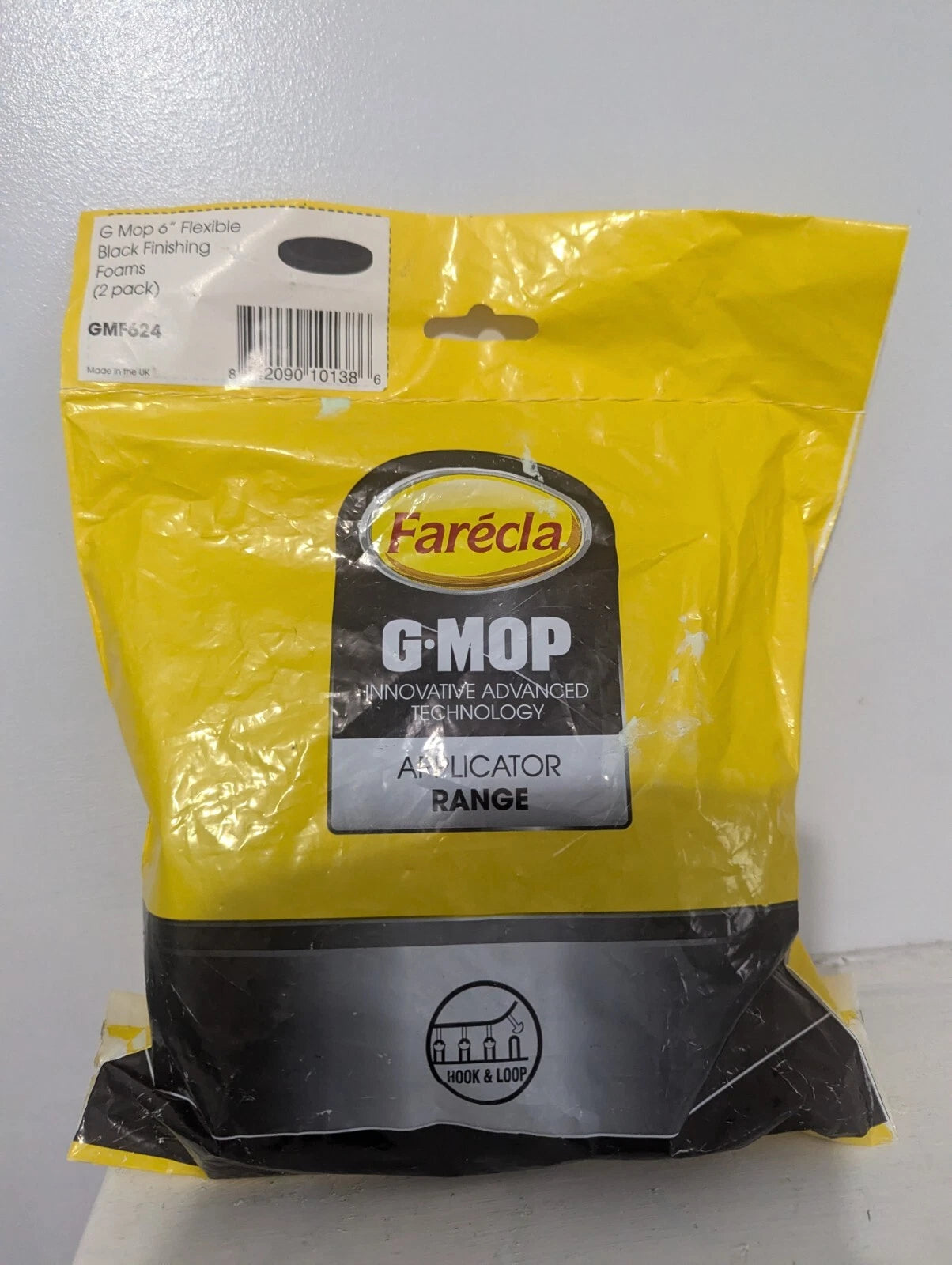 FARECLA G MOP 6" FLEXIBLE BLACK FINISHING FOAM PADS  PACK OF 2 - HOOK & LOOP FIT
