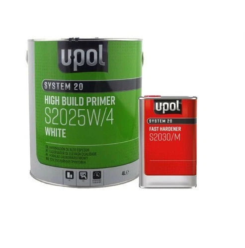 U-POL S2025 HIGH BUILD 2K PRIMER WITH S2030 UPOL HARDENER - 5LTR KIT - WHITE